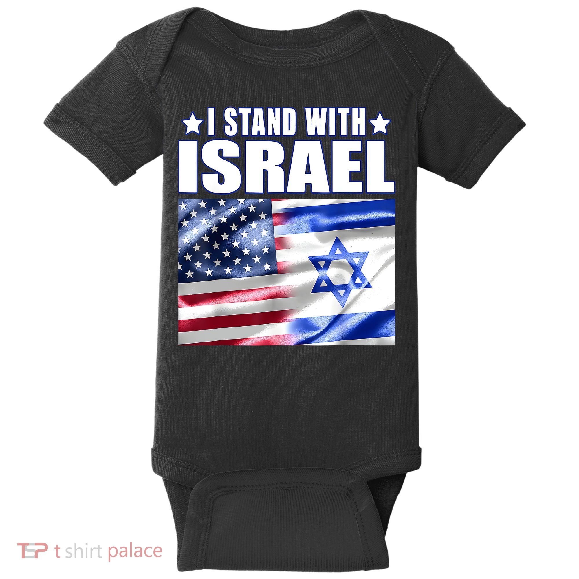 Support Israel I Stand With Israel Us Israel Flag Combined Baby Bodysuit