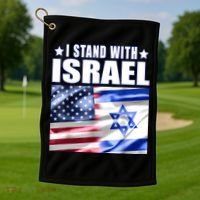 Support Israel I Stand With Israel Us Israel Flag Combined Golf Towel thumb 1