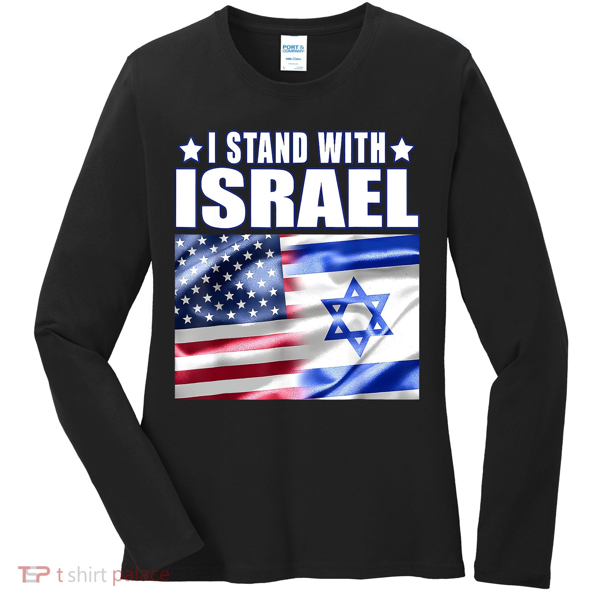 Support Israel I Stand With Israel Us Israel Flag Combined Women's Long Sleeve Shirt