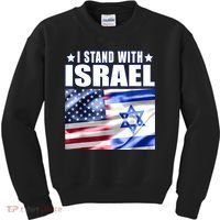 Support Israel I Stand With Israel Us Israel Flag Combined Kids Sweatshirt thumb 0
