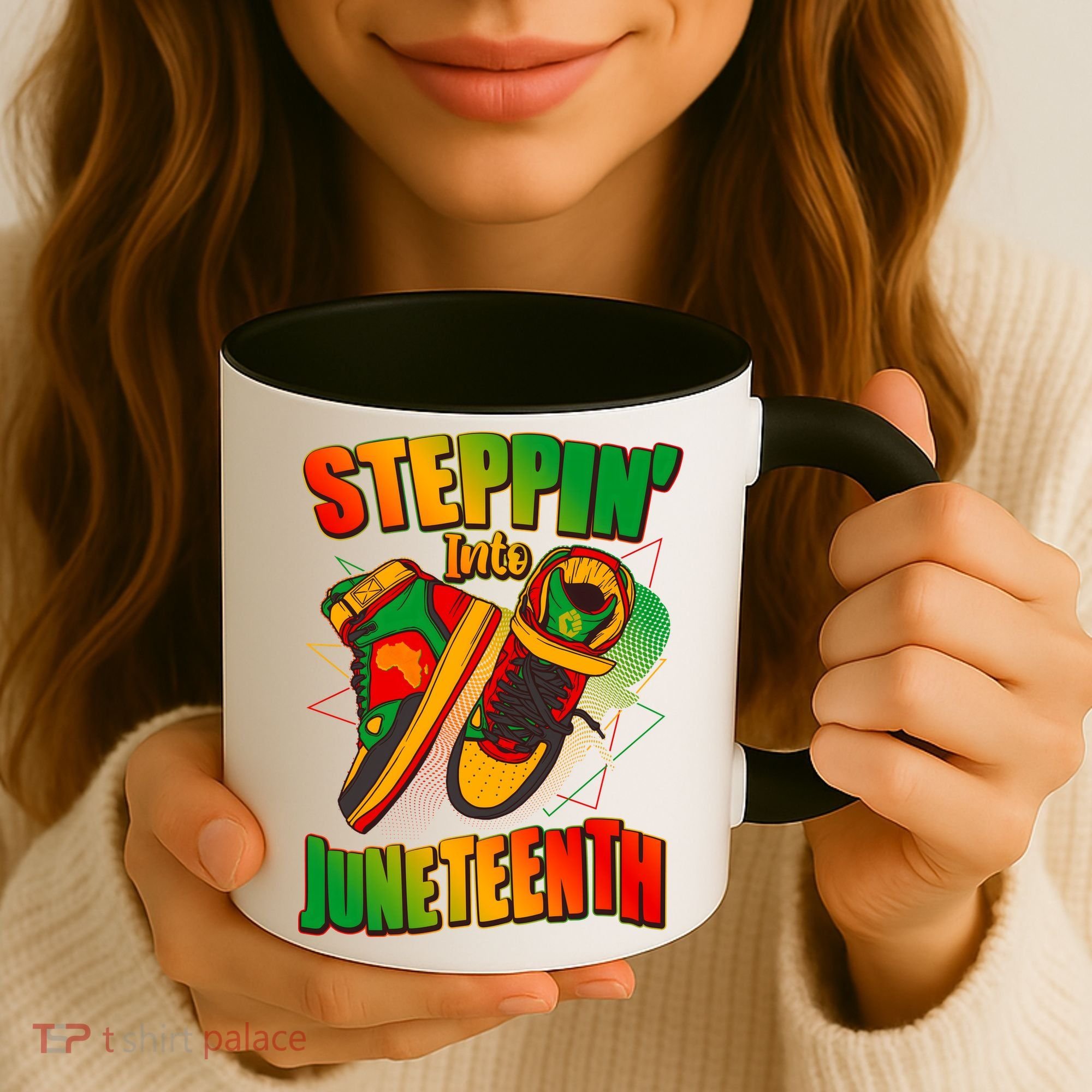 Steppin Into Juneteenth Sneaker Gym Shoes Celebrate Juneteenth Coffee Mug