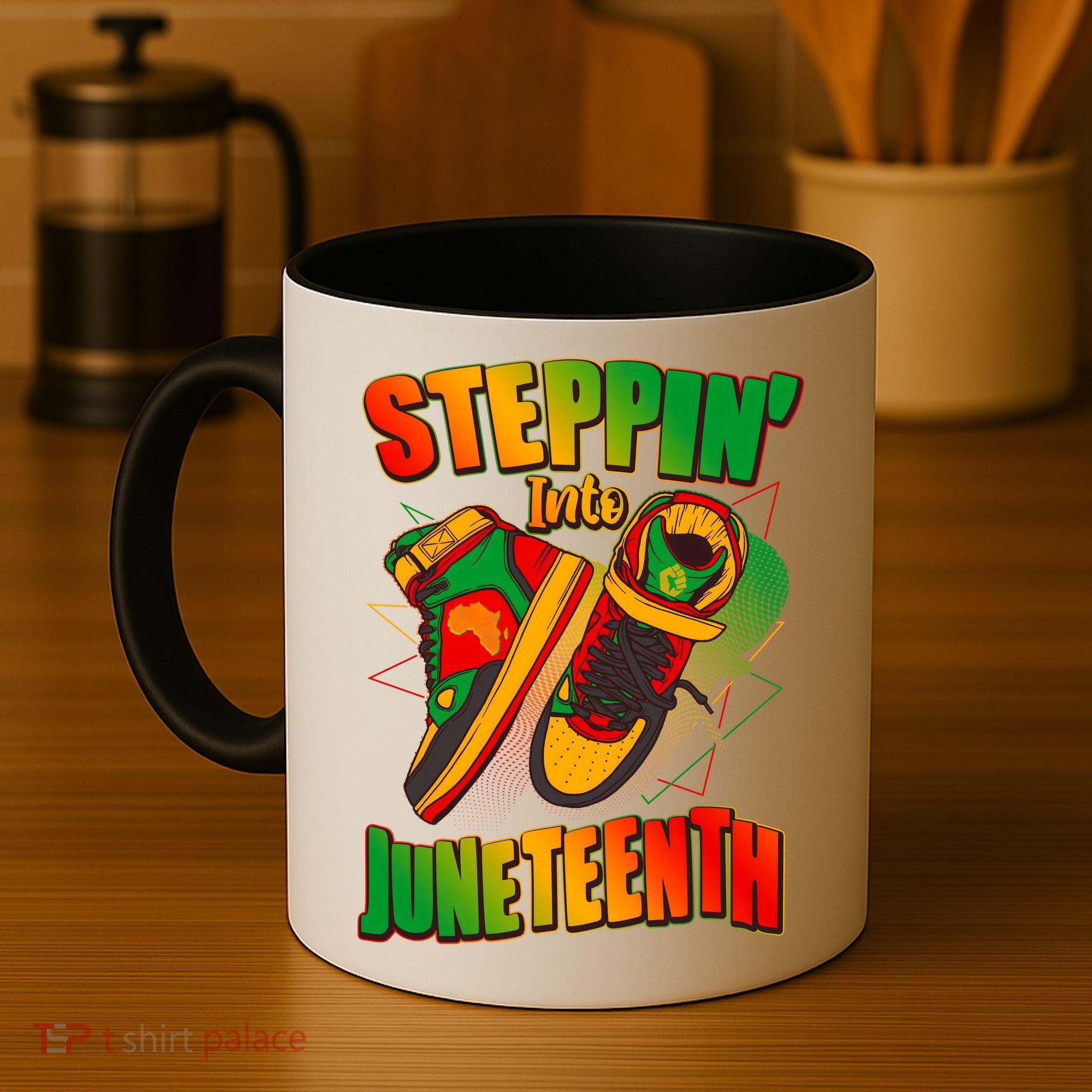 Steppin Into Juneteenth Sneaker Gym Shoes Celebrate Juneteenth Coffee Mug