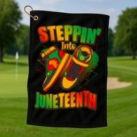 Steppin Into Juneteenth Sneaker Gym Shoes Celebrate Juneteenth Golf Towel thumb 1