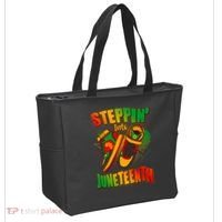 Steppin Into Juneteenth Sneaker Gym Shoes Celebrate Juneteenth Tote Bag thumb 2