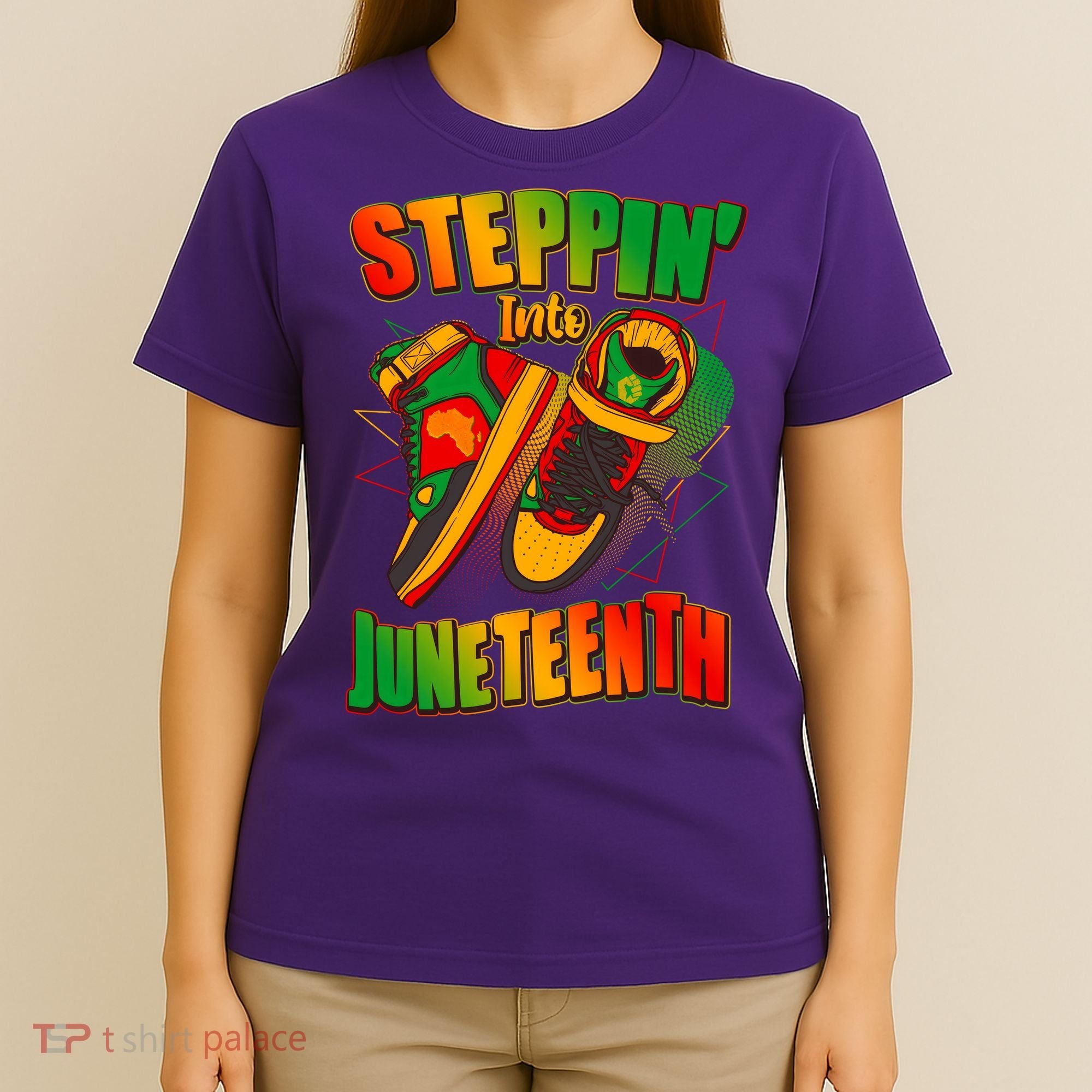 Steppin Into Juneteenth Sneaker Gym Shoes Celebrate Juneteenth T-Shirt