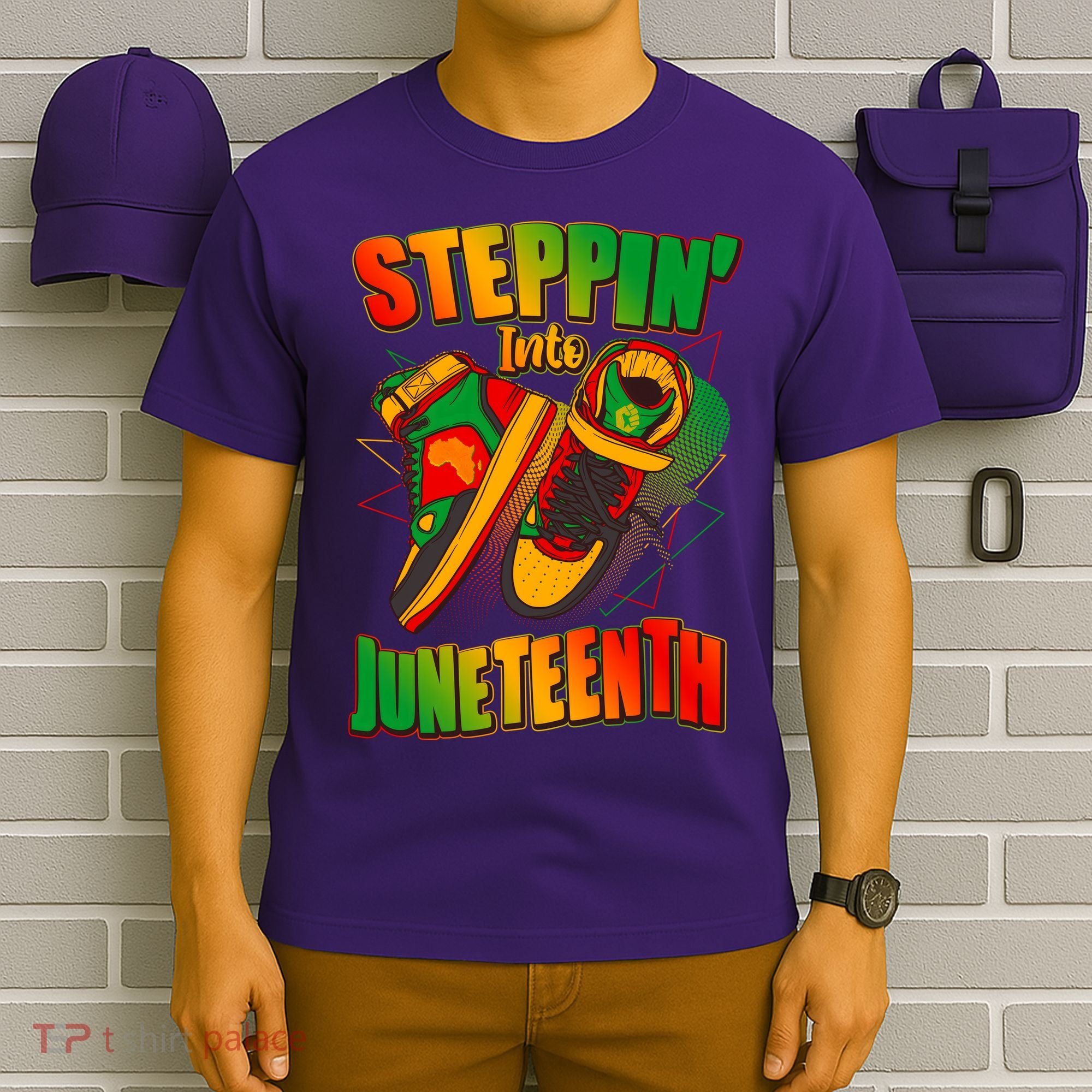 Steppin Into Juneteenth Sneaker Gym Shoes Celebrate Juneteenth T-Shirt