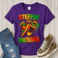 Steppin Into Juneteenth Sneaker Gym Shoes Celebrate Juneteenth Women's T-Shirt thumb 3