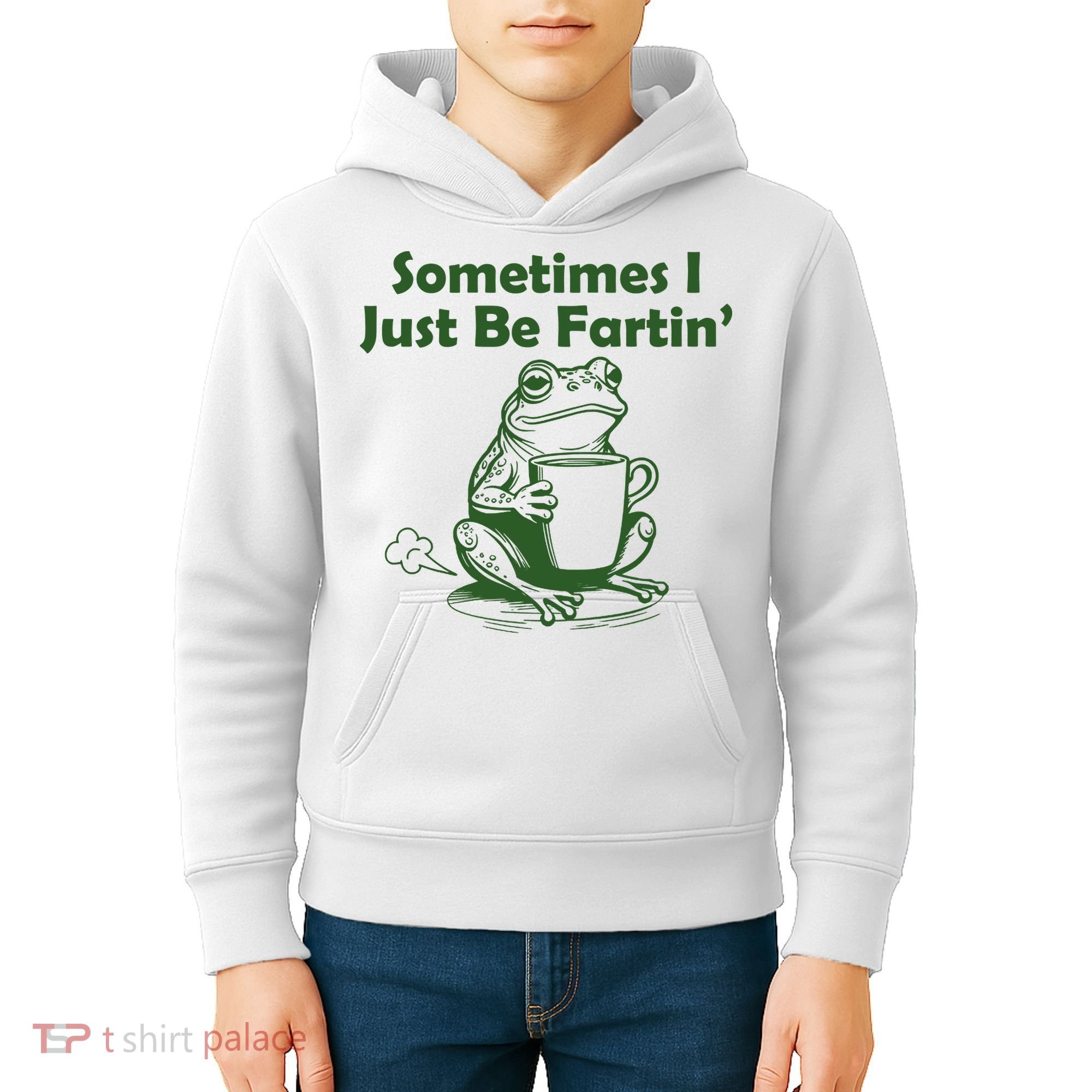 Sometimes I Just Be Fartin Funny Frog Kids Hoodie