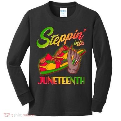 Steppin Into Juneteenth Kids Long Sleeve Shirt