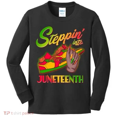 Steppin Into Juneteenth Kids Long Sleeve Shirt