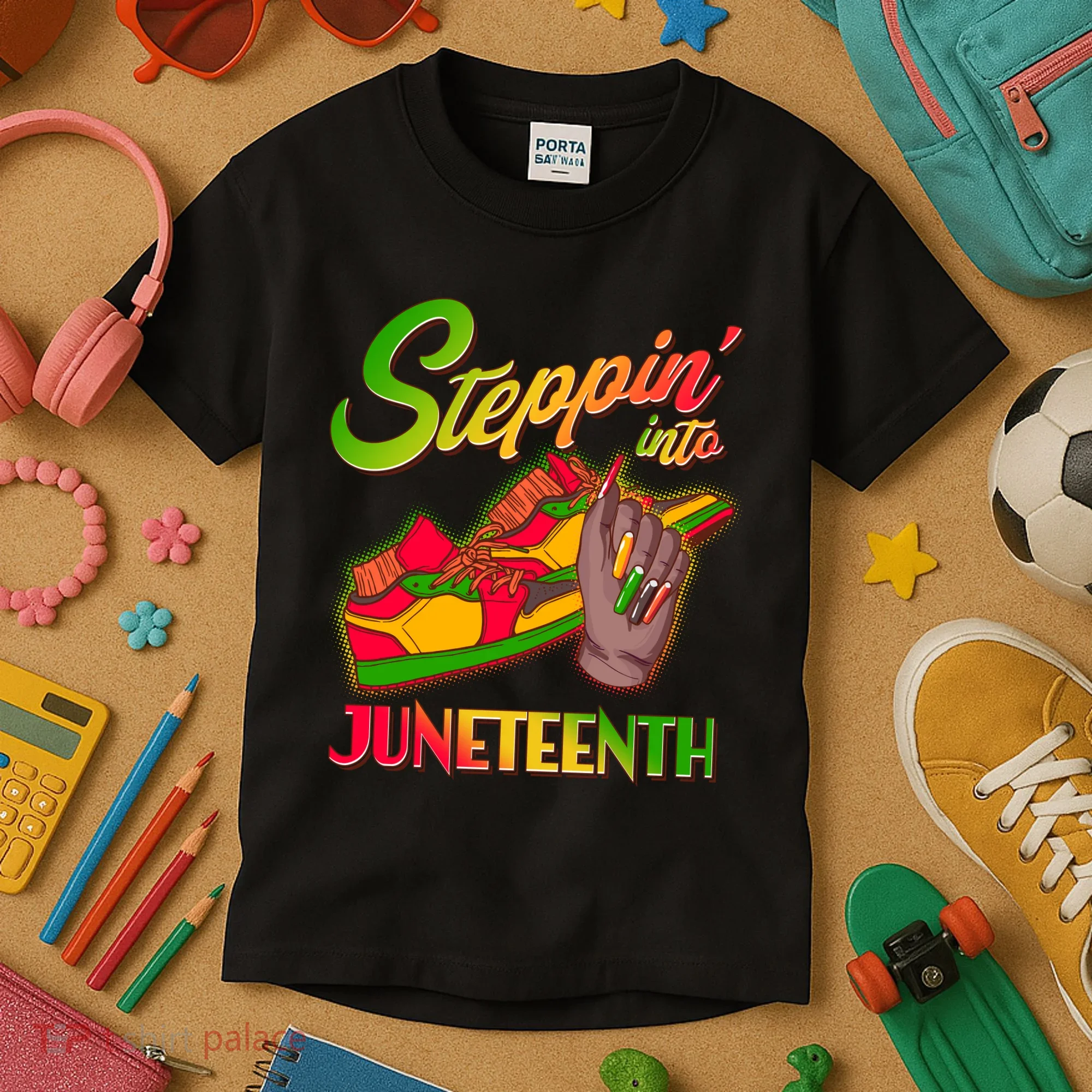 Steppin Into Juneteenth Kids T-Shirt