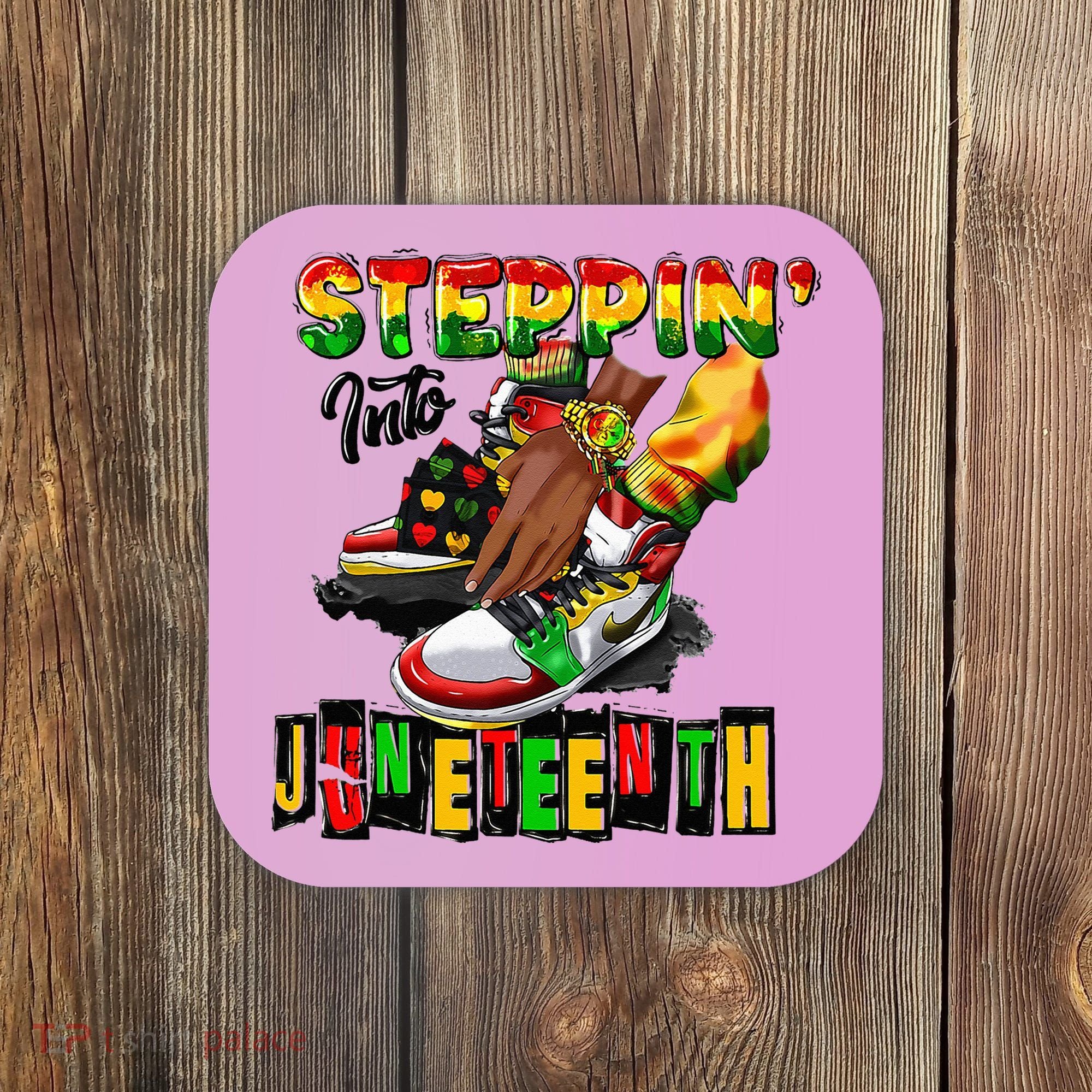 Stepping Into Juneteenth African American Black Shoes Coaster