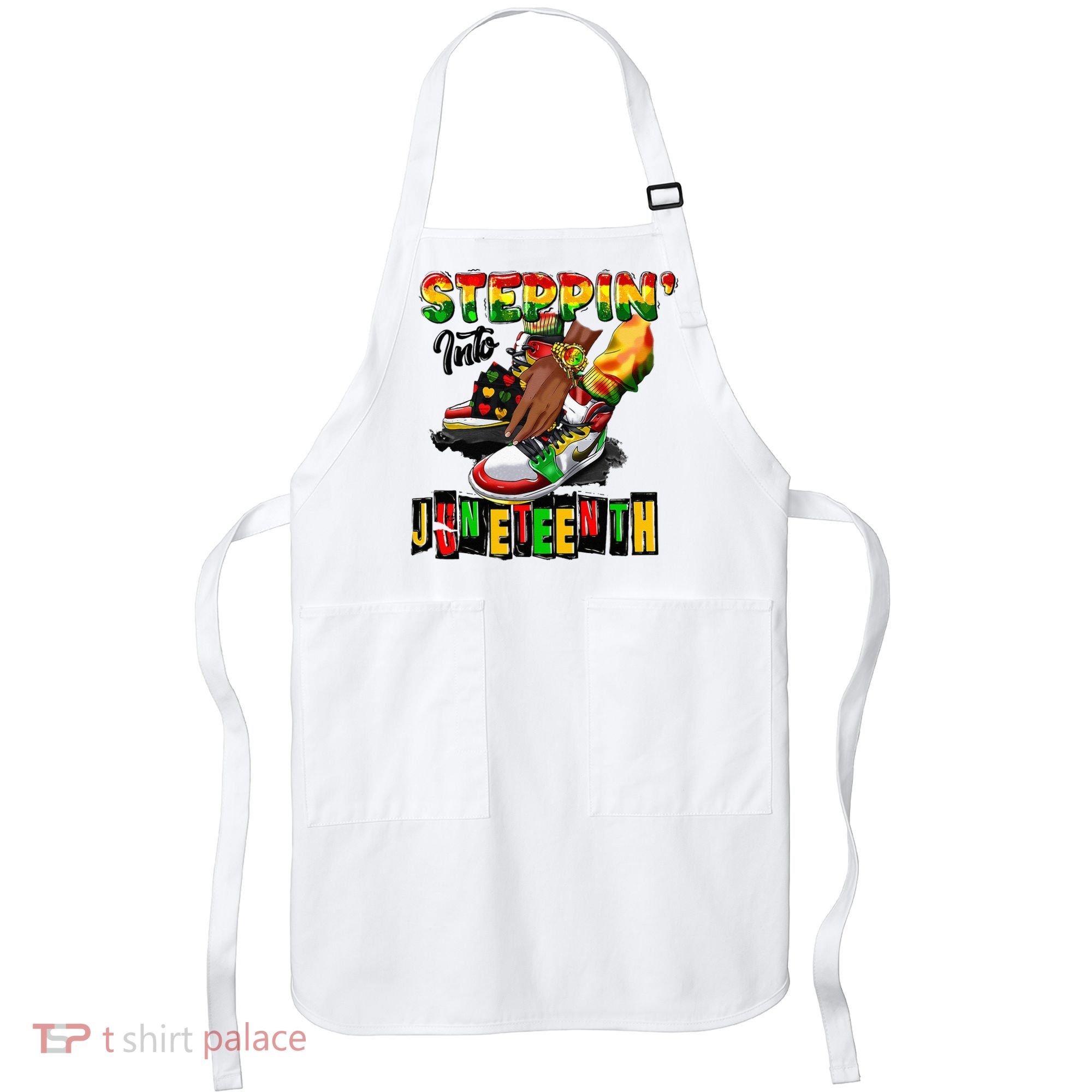 Stepping Into Juneteenth African American Black Shoes Apron