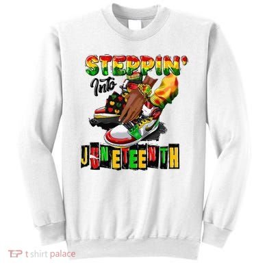 Stepping Into Juneteenth African American Black Shoes Sweatshirt