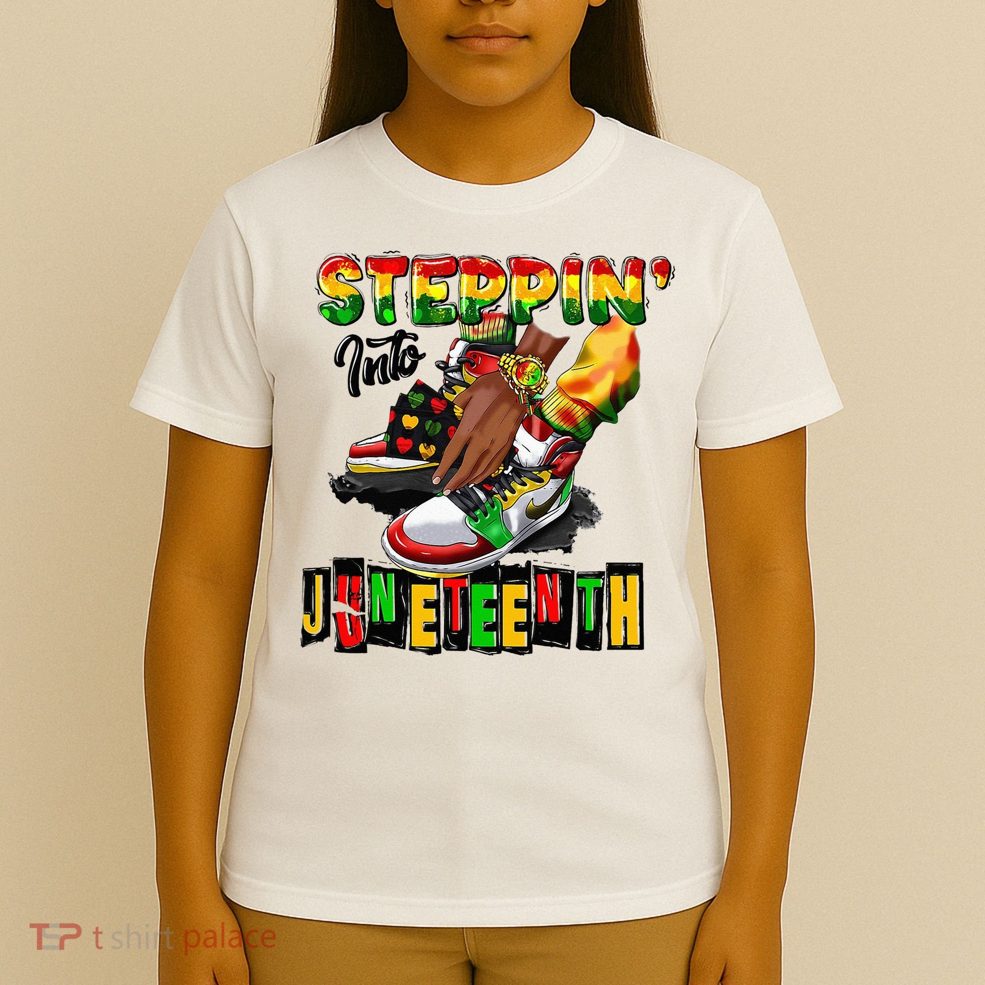 Stepping Into Juneteenth African American Black Shoes T-Shirt
