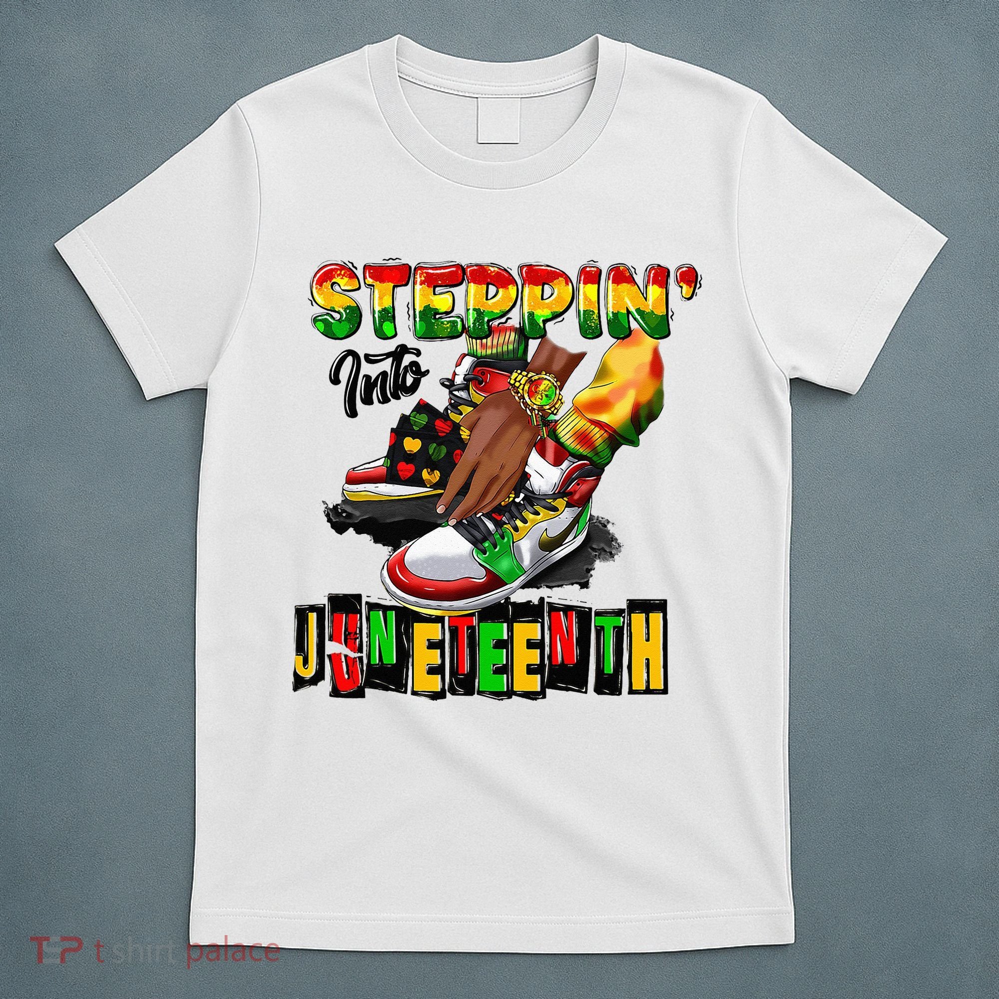 Stepping Into Juneteenth African American Black Shoes T-Shirt