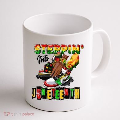 Stepping Into Juneteenth African American Black Shoes Coffee Mug back