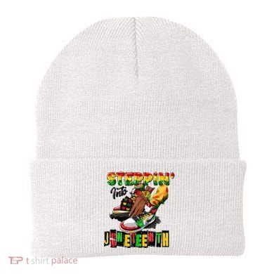 Stepping Into Juneteenth African American Black Shoes Beanie