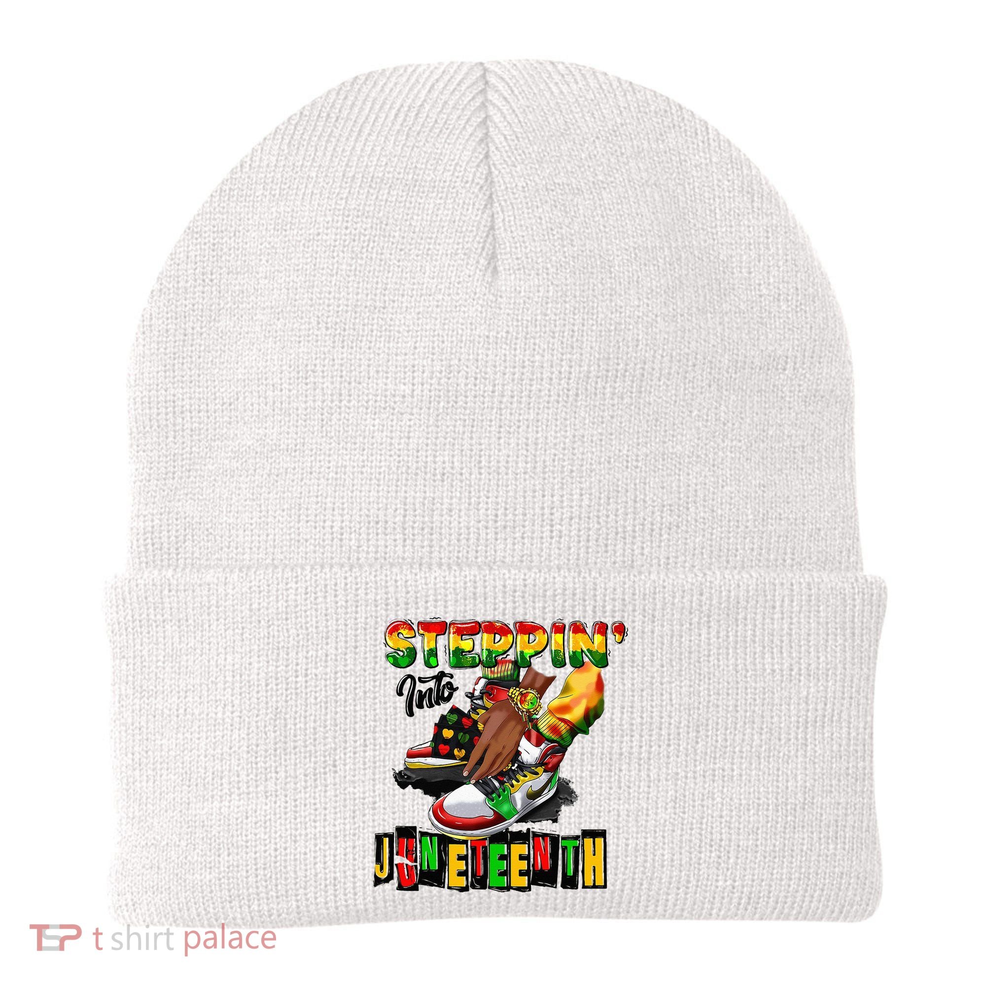 Stepping Into Juneteenth African American Black Shoes Beanie