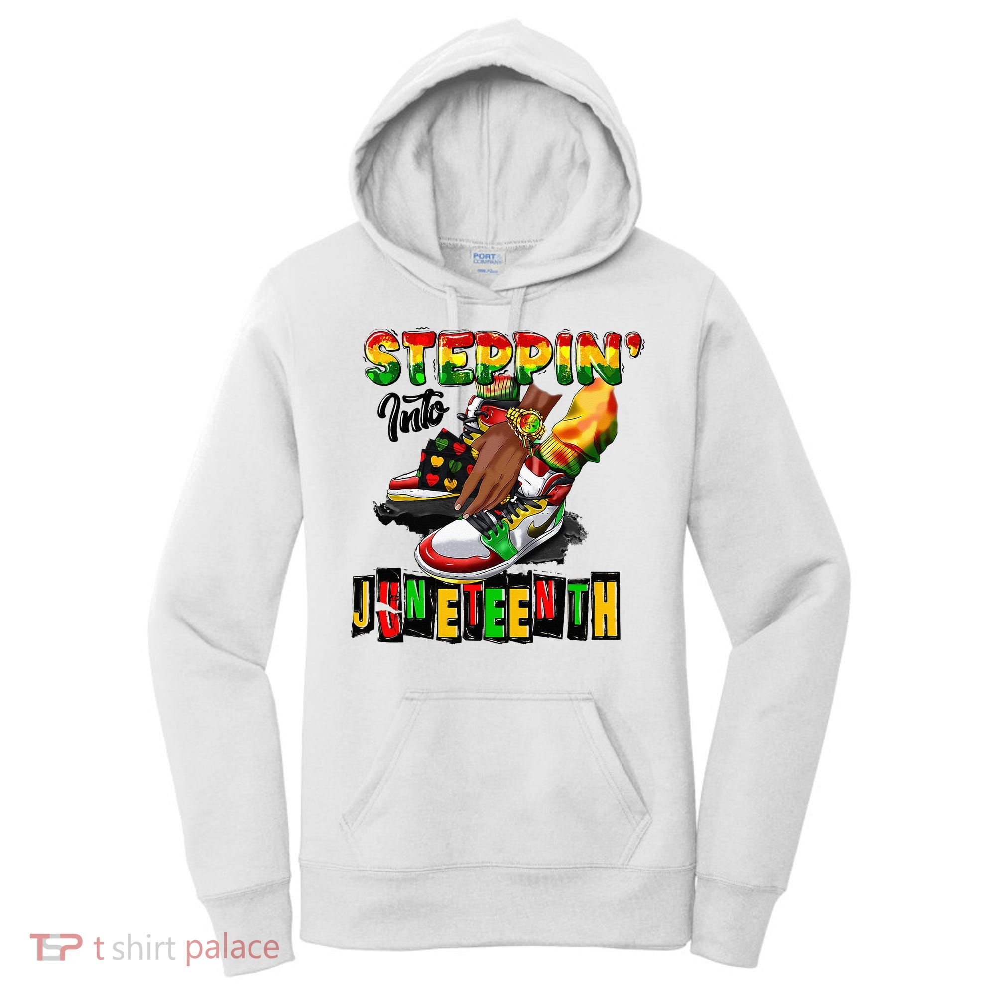 Stepping Into Juneteenth African American Black Shoes Women's Hoodie