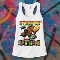 Stepping Into Juneteenth African American Black Shoes Women's Tank Top thumb 3