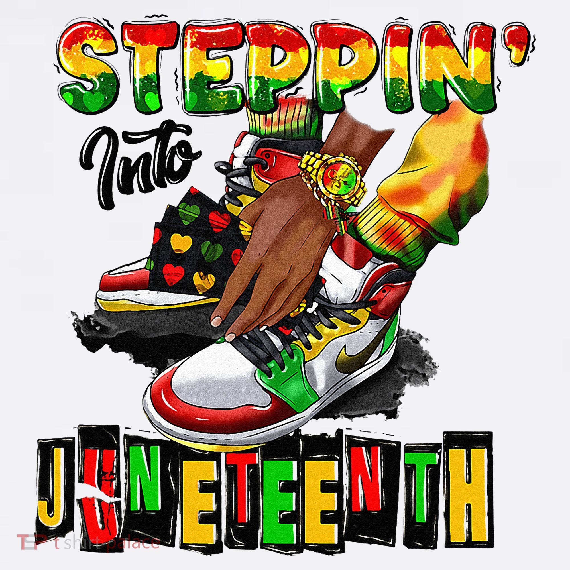 Stepping Into Juneteenth African American Black Shoes Women's Tank Top