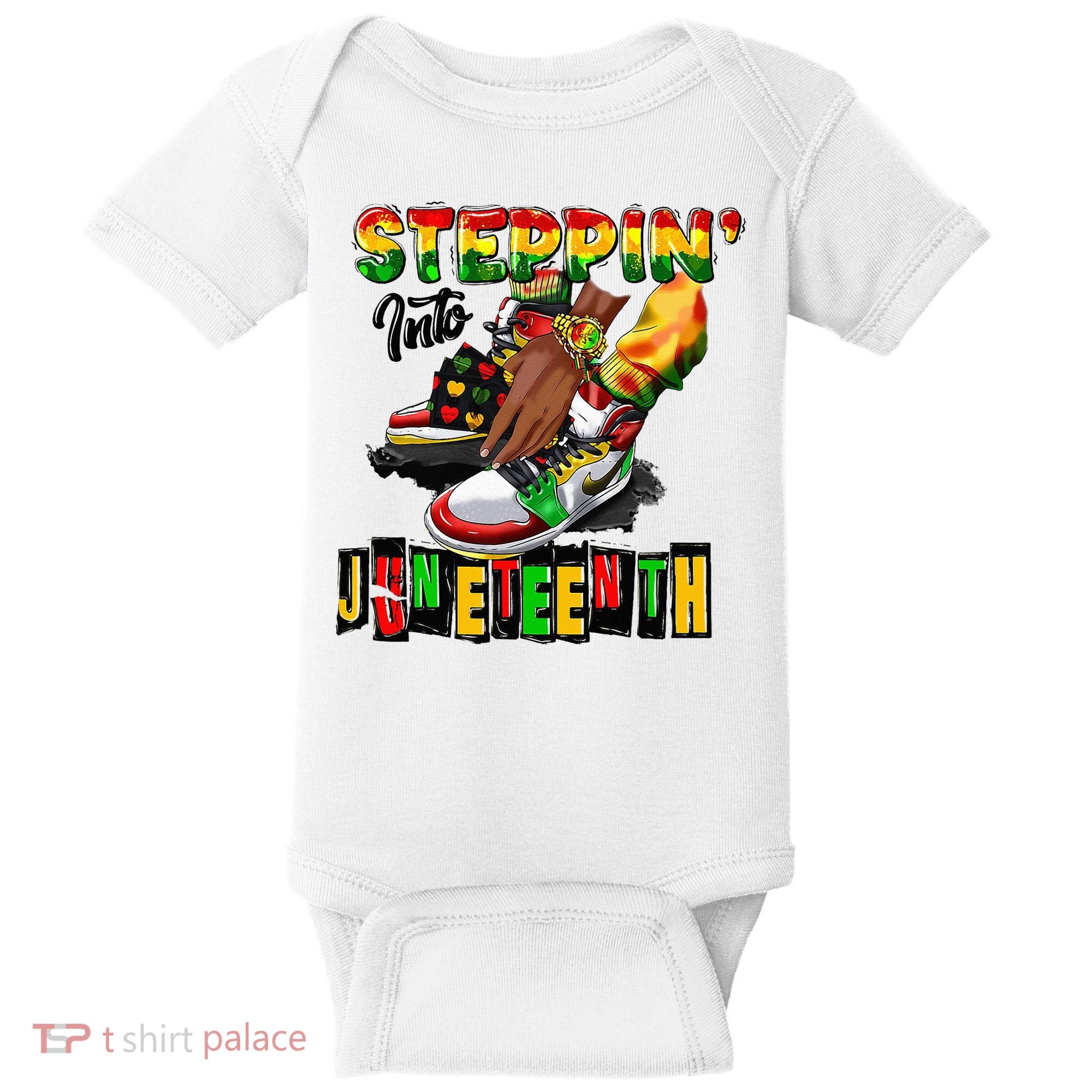 Stepping Into Juneteenth African American Black Shoes Baby Bodysuit