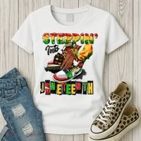 Stepping Into Juneteenth African American Black Shoes Women's T-Shirt thumb 3