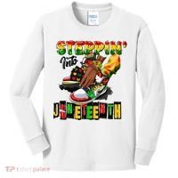 Stepping Into Juneteenth African American Black Shoes Kids Long Sleeve Shirt thumb 0