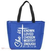 She Is Known Loved Chosen Worthy Enough She Is Me I Am She Gift Tote Bag thumb 0