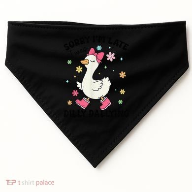 Sorry I'M Late I Was Dilly Dallying Boho Floral Cute Goose USA-Made Doggie Bandana