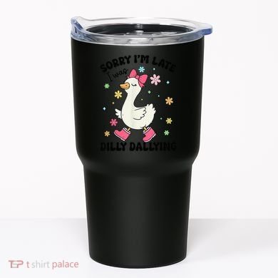 Sorry I'M Late I Was Dilly Dallying Boho Floral Cute Goose Tumbler