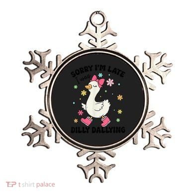Sorry I'M Late I Was Dilly Dallying Boho Floral Cute Goose Ornament