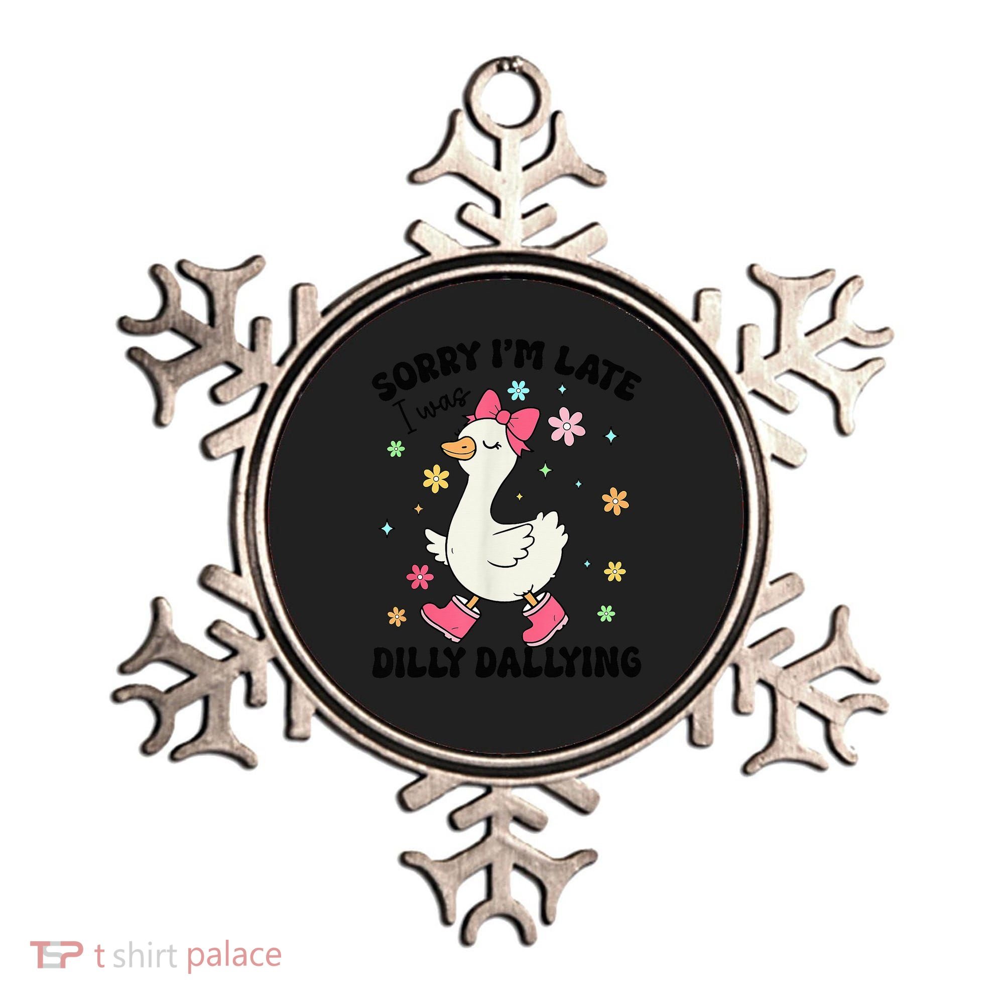 Sorry I'M Late I Was Dilly Dallying Boho Floral Cute Goose Ornament