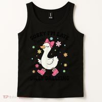 Sorry I'M Late I Was Dilly Dallying Boho Floral Cute Goose Tank Top thumb 2