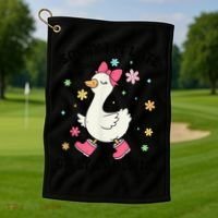 Sorry I'M Late I Was Dilly Dallying Boho Floral Cute Goose Golf Towel thumb 1