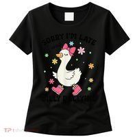 Sorry I'M Late I Was Dilly Dallying Boho Floral Cute Goose Women's T-Shirt thumb 0