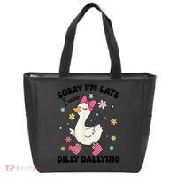Sorry I'M Late I Was Dilly Dallying Boho Floral Cute Goose Tote Bag thumb 0