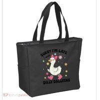 Sorry I'M Late I Was Dilly Dallying Boho Floral Cute Goose Tote Bag thumb 2