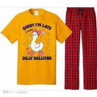 Sorry I'M Late I Was Dilly Dallying Boho Floral Cute Goose Pajama Set thumb 0