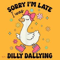 Sorry I'M Late I Was Dilly Dallying Boho Floral Cute Goose Mousepad thumb 1