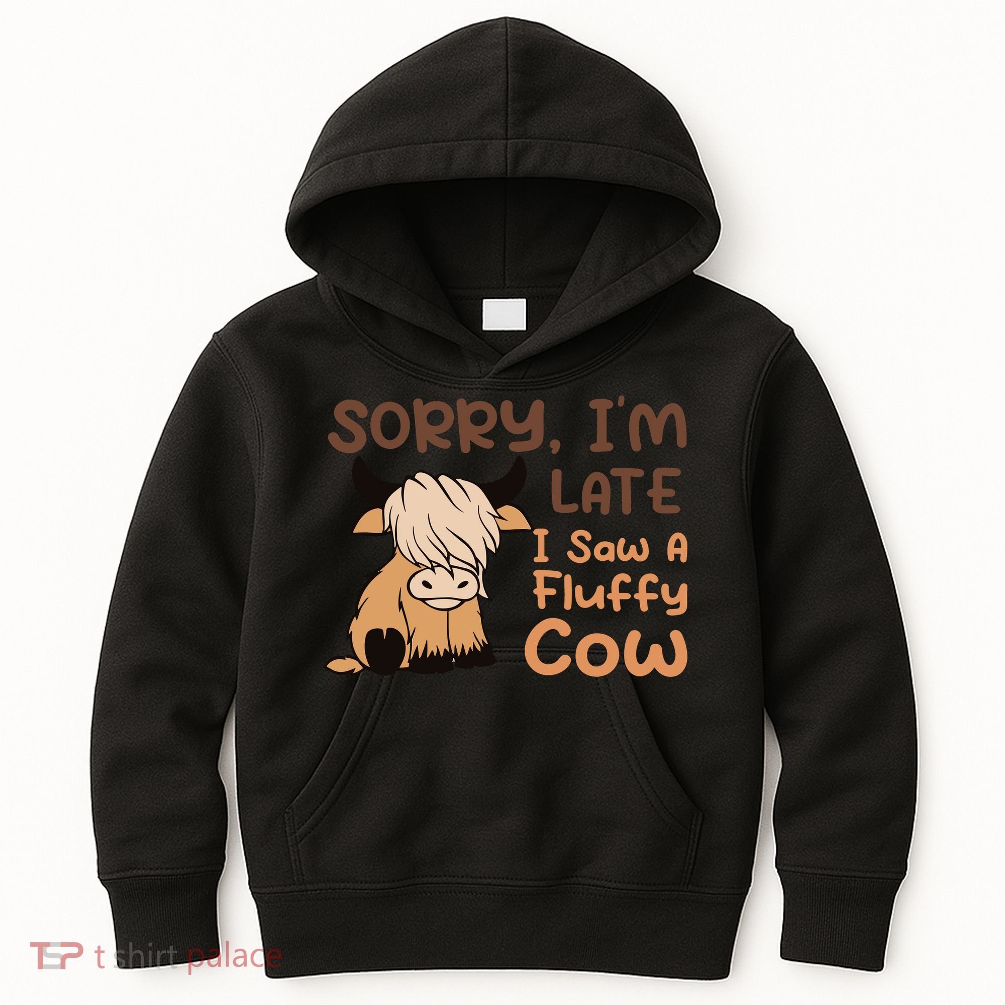 Sorry IM Late I Saw A Fluffy Cow Highland Cow Breeder Kids Hoodie