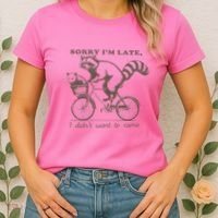 Sorry IM Late I DidnT Want To Come Racoon Women's T-Shirt thumb 2