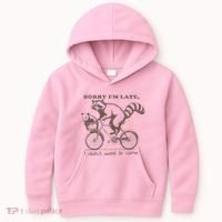Sorry IM Late I DidnT Want To Come Racoon Kids Hoodie thumb 0