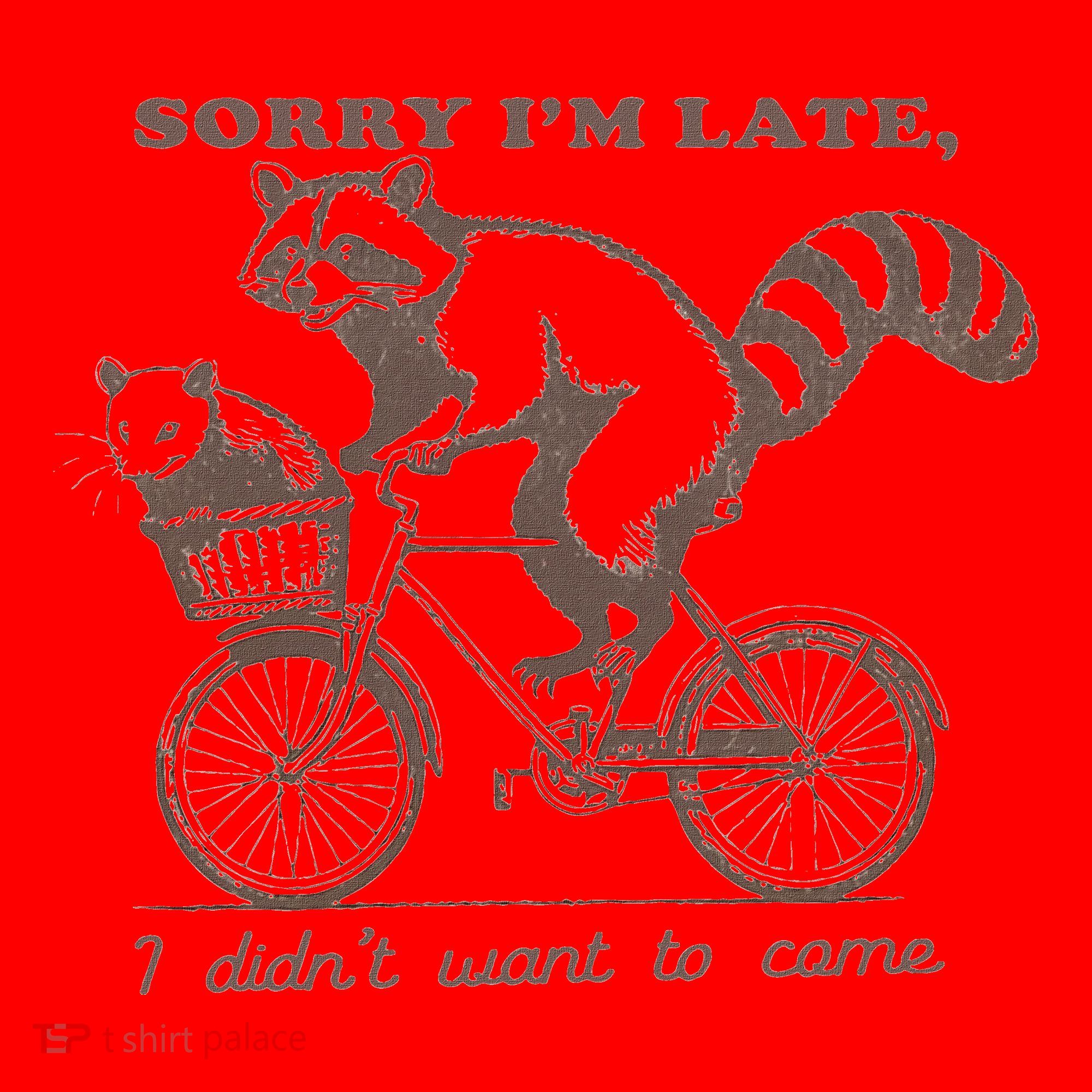 Sorry IM Late I DidnT Want To Come Racoon Santa Hat