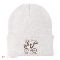 Sorry IM Late I DidnT Want To Come Racoon Beanie thumb 0