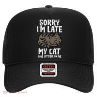 Sorry Im Late Cat Sitting On Me Funny Pet Hat thumb 0