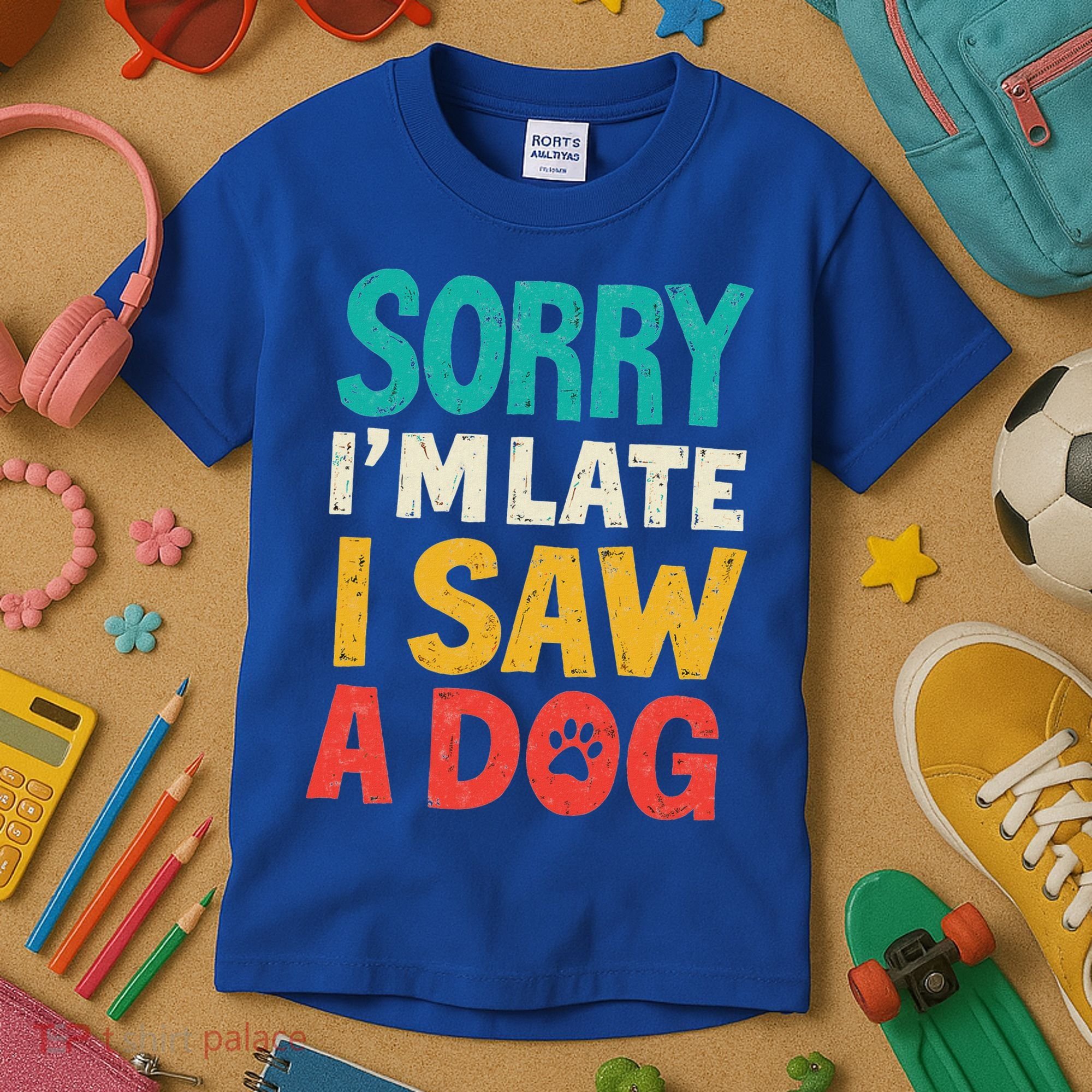 Sorry IM Late I Saw A Dog Dogs Lover Kids T-Shirt