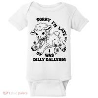 Sorry IM Late I Was Dilly Dallying Baby Lamb Sheep Baby Bodysuit thumb 0