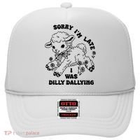 Sorry IM Late I Was Dilly Dallying Baby Lamb Sheep Hat thumb 0
